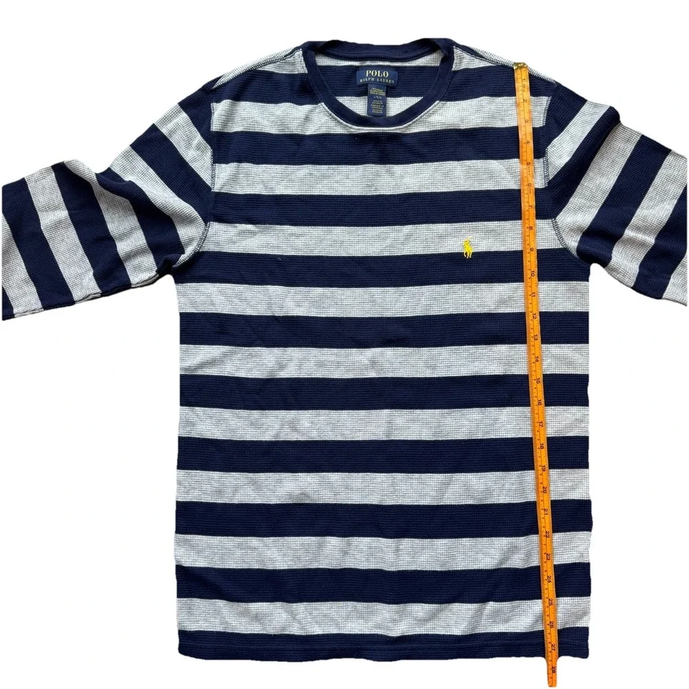 POLO Ralph Lauren Sleepwear Shirt Navy Gray Waffleknit‎ Sz Large